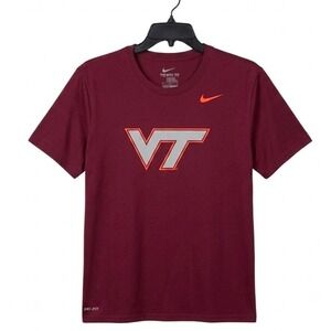 Nike Virginia Tech Hokies Dri-FIT T-Shirt Mens XXL 2XL Maroon VT Logo Football